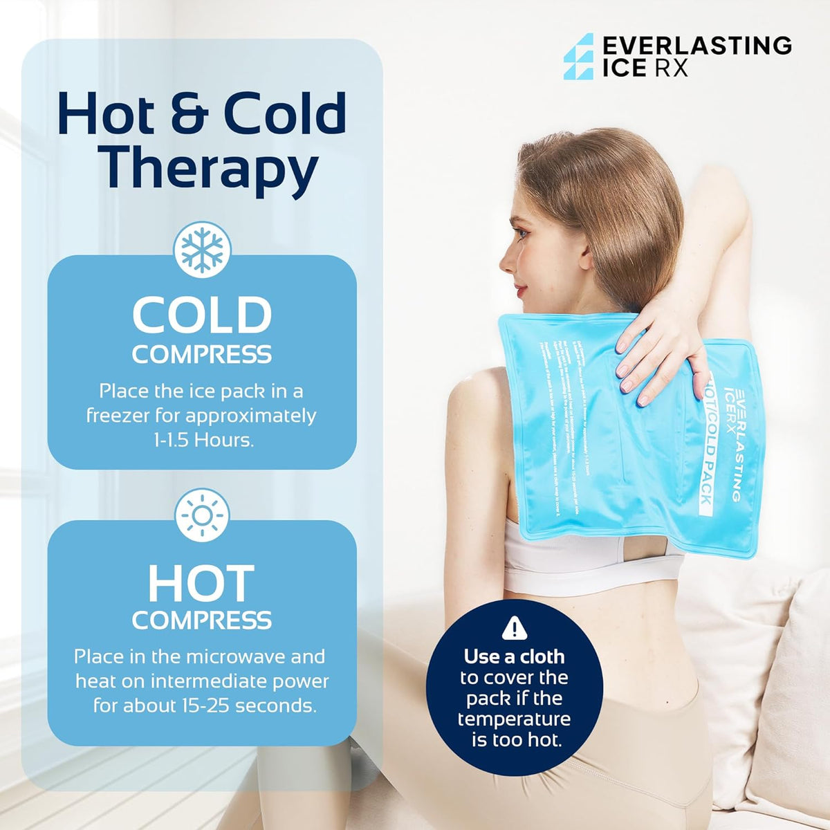 2 Pack Large Ice Packs for Injuries | 11 x 14.5 | Hot & Cold Pack |  Reusable Gel Pack, Durable Construction, & Flexible When Frozen