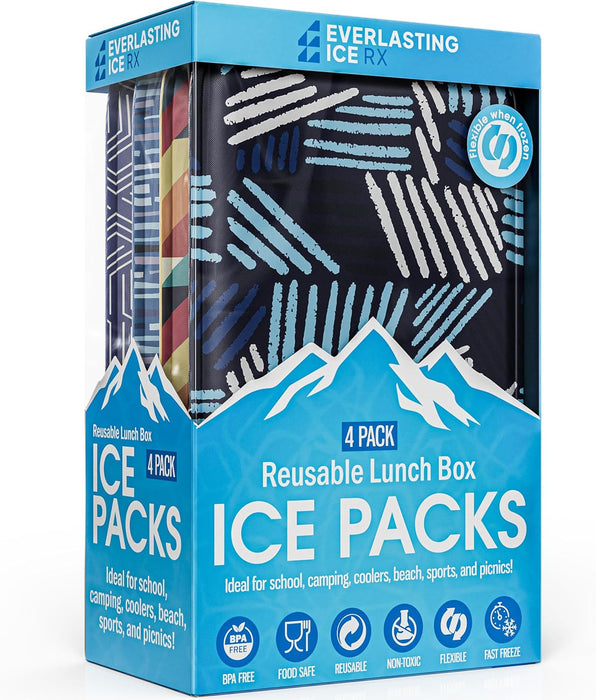 Reusable Ice Packs for Lunch Box and Coolers, Soft Flexible BPA Free 2 Pack