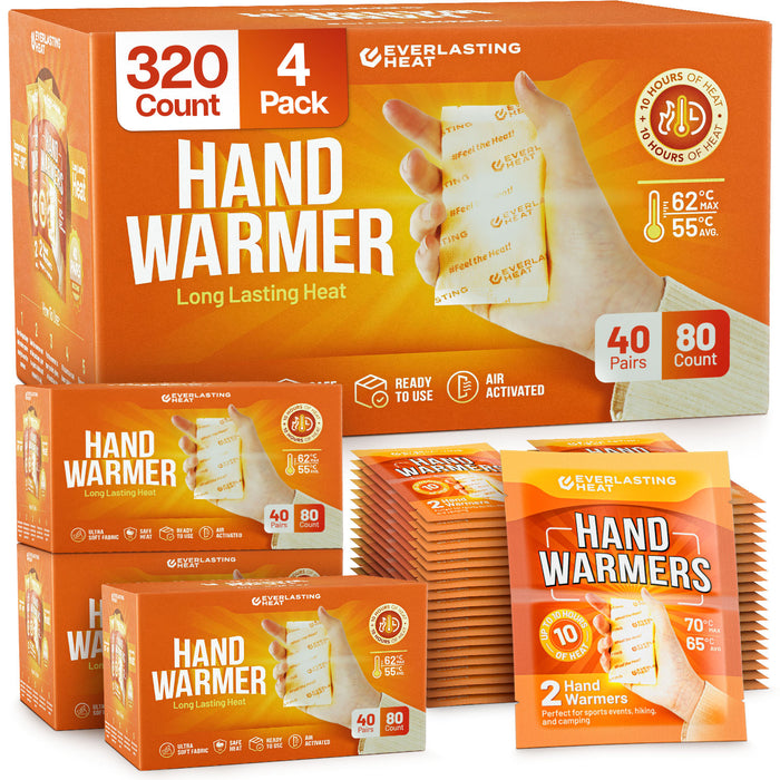 Hand Warmers 160 Pairs (320 Warmers) - Up to 10 Hours of Long Lasting Warmth and Hot Hands - Easy Air Activation for Hands, Body and Feet - TSA Approved (Copy)
