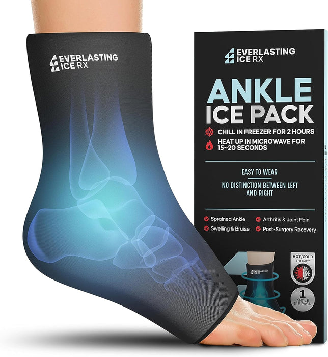 Ankle Ice Pack Wrap for Injuries Reusable, Foot Ice Pack Wrap - Cold Compression Therapy for Pain Relief, Plantar Fasciitis, Sprained Ankles, Achilles Tendonitis Relief