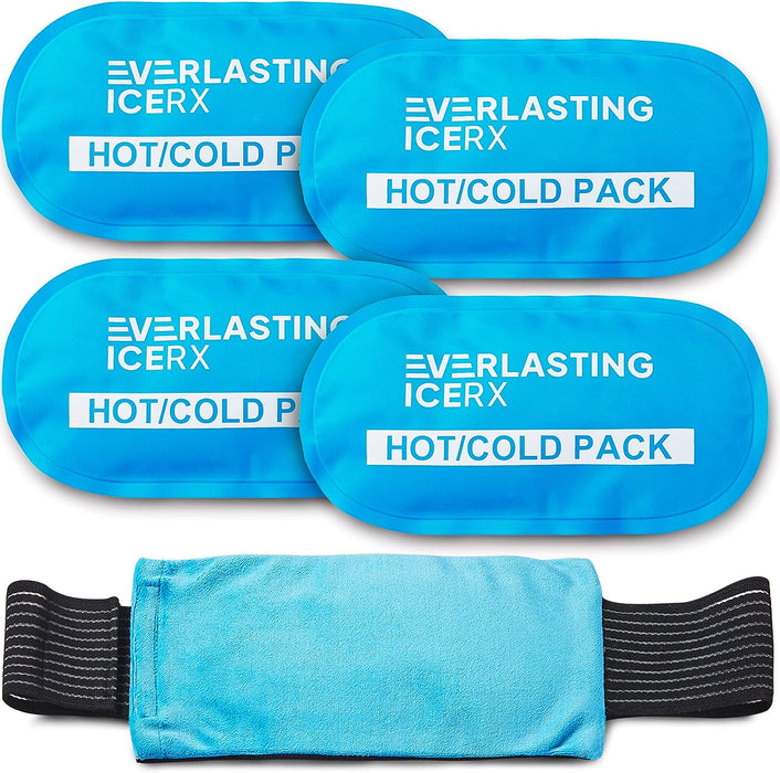 Reusable Hot and Cold Gel Ice Pack Wrap (4 Pack) - Hot and Cold Therapy Solution for Injuries - Adjustable & Flexible for Knees, Back, Shoulders, Arms, and Legs