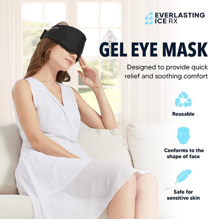 Everlasting Ice RX Cooling Eye Mask for Puffiness - Gel Eye Mask Reusable - Eye Ice Pack for Migraines, Sinus Pain, Sore Eyes & Face Ice Pack Therapy - with Adjustable Strap