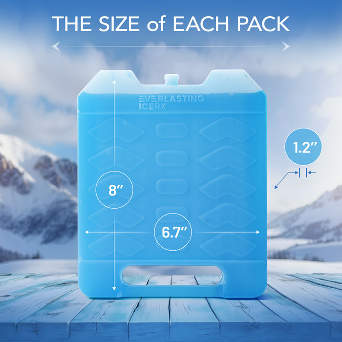 Everlasting Ice RX Large Reusable Ice Packs for Cooler with Handle (2 Pack) Long Lasting Coolness, BPA Free, Freezer Packs for Extended Cooling | Cooler Ice Packs for Camping, Fishing, Hiking, Beach