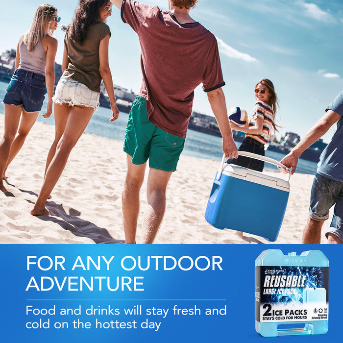 Everlasting Ice RX Large Reusable Ice Packs for Cooler with Handle (2 Pack) Long Lasting Coolness, BPA Free, Freezer Packs for Extended Cooling | Cooler Ice Packs for Camping, Fishing, Hiking, Beach