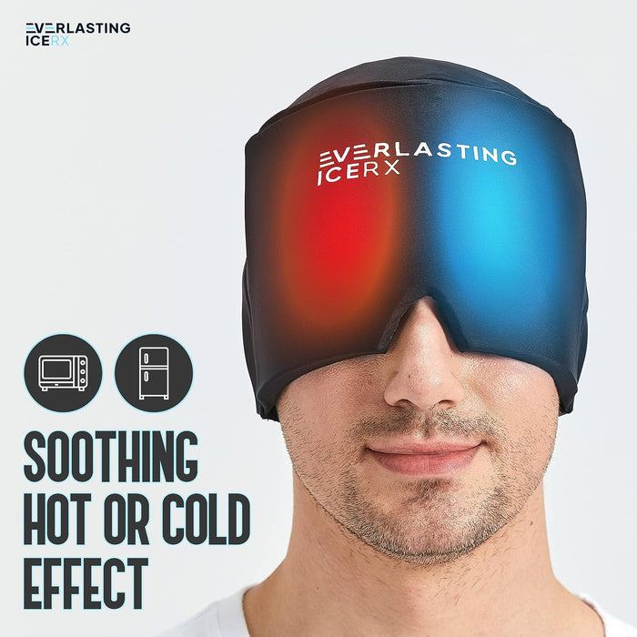 Form Fitting Gel Ice Headache Relief Hat - Cold Therapy Headache Relief Cap/Ice Head Wrap Ice Pack Mask, Cold Compress Headache Relief Cap for Tension & Stress, 20% More Gel