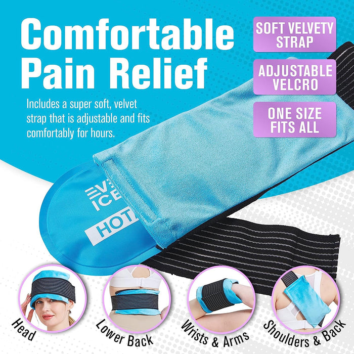 Reusable Hot and Cold Gel Ice Pack Wrap (4 Pack) - Hot and Cold Therapy Solution for Injuries - Adjustable & Flexible for Knees, Back, Shoulders, Arms, and Legs