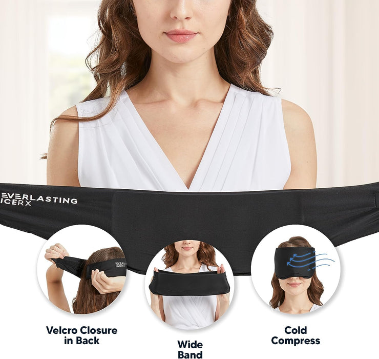 Everlasting Ice RX Cooling Eye Mask for Puffiness - Gel Eye Mask Reusable - Eye Ice Pack for Migraines, Sinus Pain, Sore Eyes & Face Ice Pack Therapy - with Adjustable Strap