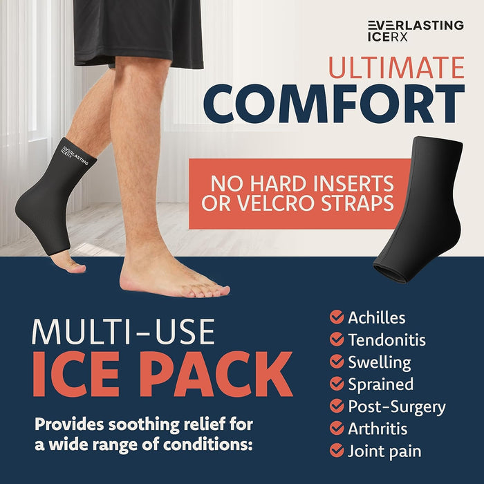 Ankle Ice Pack Wrap, Reusable Gel Cold Compression for Plantar Fasciitis (L-XL)
