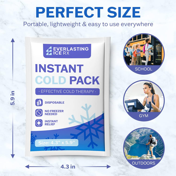 50 Pack - Instant Cold Packs - Instant Ice Packs for Injuries | Disposable Cold Compress Ice Pack for Pain Relief, Swelling, Inflammation, Sprains, Toothache - Cold Pack for Athletes