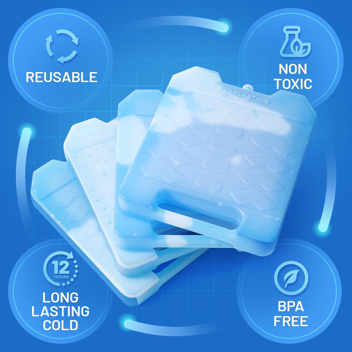 Everlasting Ice RX Large Reusable Ice Packs for Cooler with Handle (2 Pack) Long Lasting Coolness, BPA Free, Freezer Packs for Extended Cooling | Cooler Ice Packs for Camping, Fishing, Hiking, Beach