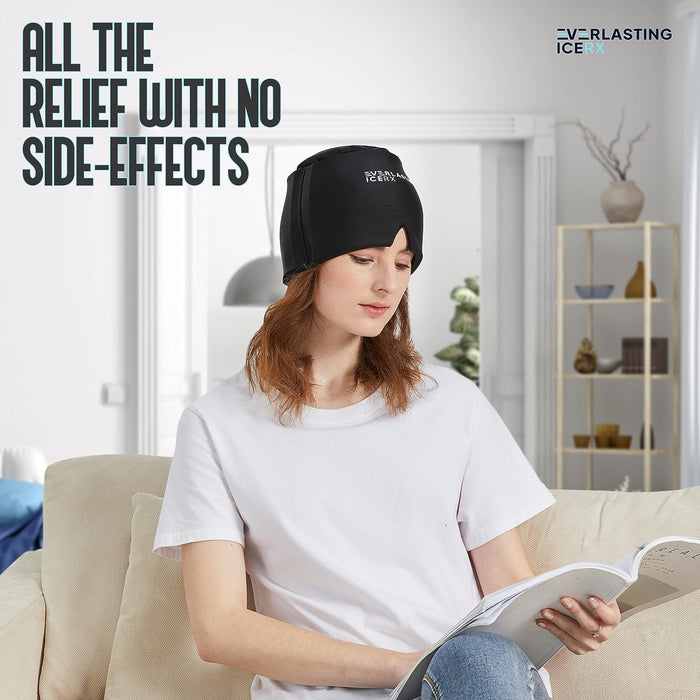 Form Fitting Gel Ice Headache Relief Hat - Cold Therapy Headache Relief Cap/Ice Head Wrap Ice Pack Mask, Cold Compress Headache Relief Cap for Tension & Stress, 20% More Gel