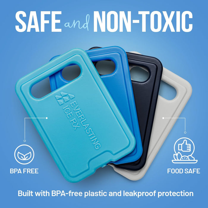 Slim Ice Packs for Lunch Box with Handle, BPA Free Freezer Packs, 4 Pack