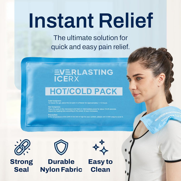 Reusable Hot and Cold Gel Soft Ice Packs - 2 Pack Large Gel Ice Pack - Hot and Cold Therapy Solution for Injuries, Cold Packs for Pain Relief - Ice Packs for Injuries Reusable - 10 x 5