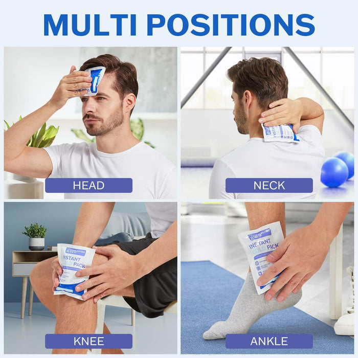 50 Pack - Instant Cold Packs - Instant Ice Packs for Injuries | Disposable Cold Compress Ice Pack for Pain Relief, Swelling, Inflammation, Sprains, Toothache - Cold Pack for Athletes
