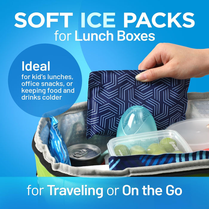 Everlasting Ice Reusable Ice Packs for Lunch Boxes & Coolers (4 Pack) Flexible, Long-Lasting, BPA Free, Versatile Lunch Box Ice Packs for Insulated Bags, Picnic, Travel, and More