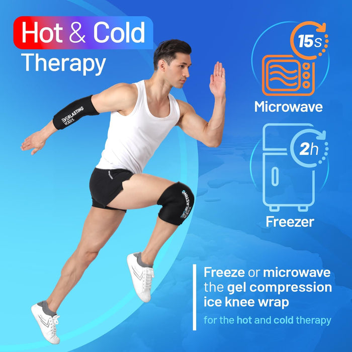 EverlastingIce Knee Ice Pack Wrap Compression Sleeve for Injuries | Hot & Cold Therapy Ice Pack for Knee, 360° Coverage | Reusable for Knee, Elbow, Ankle, Wrist - XL