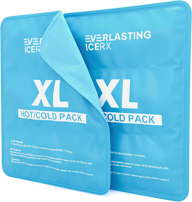 Reusable Ice Pack for Injuries | 11" x 14.5" - 2 Pack XL Flexible | When Frozen - Plush Backside