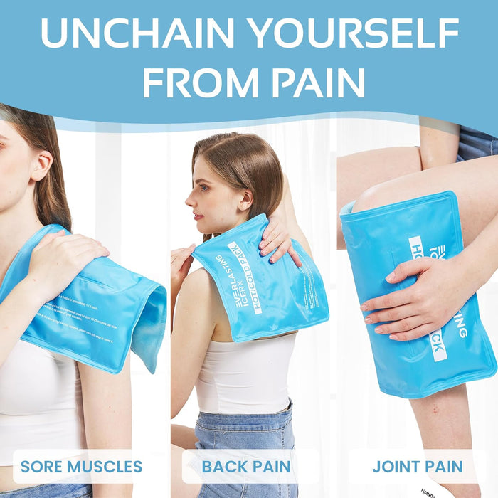 Reusable Ice Pack for Injuries | 11" x 14.5" - 2 Pack XL Flexible | When Frozen - Plush Backside