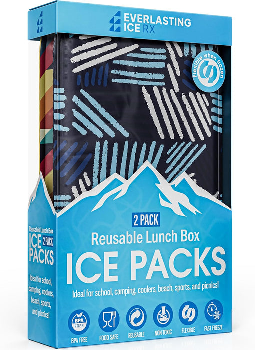 Reusable Ice Packs for Lunch Box and Coolers, Soft Flexible BPA Free 2 Pack