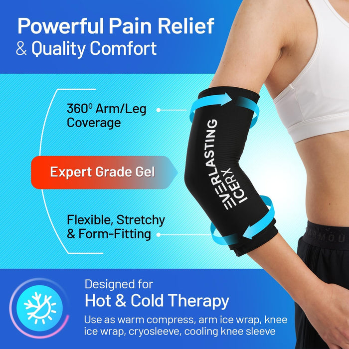 EverlastingIce Knee Ice Pack Wrap Compression Sleeve for Injuries | Hot & Cold Therapy Ice Pack for Knee, 360° Coverage | Reusable for Knee, Elbow, Ankle, Wrist - XL