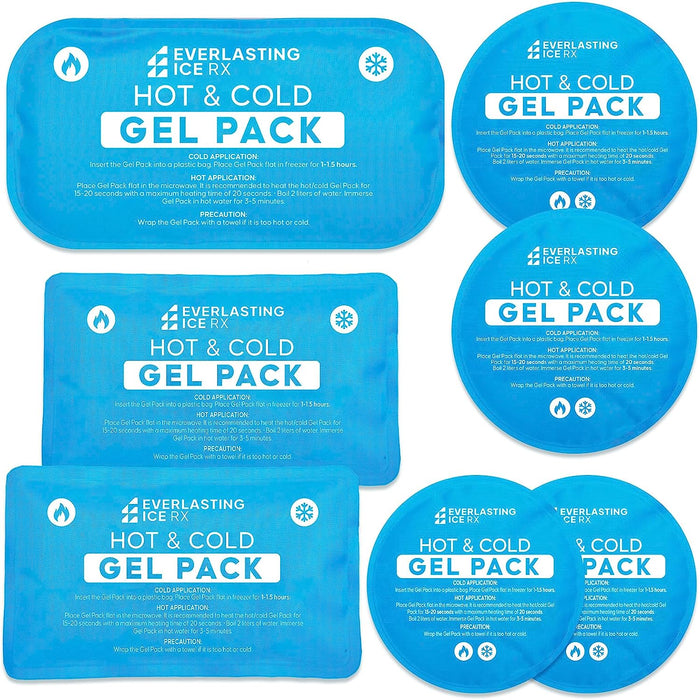 Reusable Hot and Cold Gel Ice Packs for Injuries - 7 Pack Variety Gel Ice Pack Set
