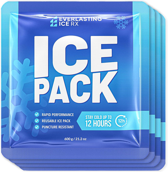 Reusable Ice Packs for Coolers and Lunch Box, Long Lasting 12 Hours, 4 Pack