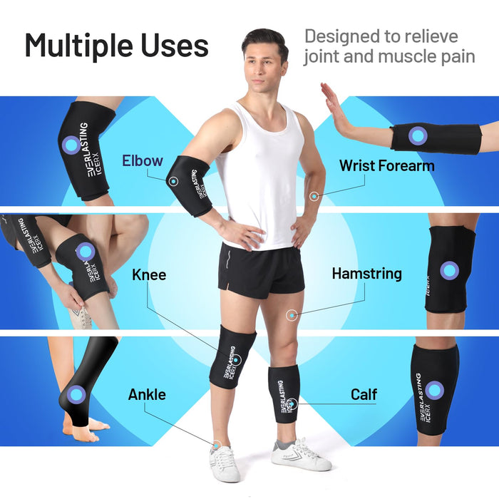 Knee Ice Pack Wrap, Reusable Hot and Cold Compression Sleeve for Injuries (Small)