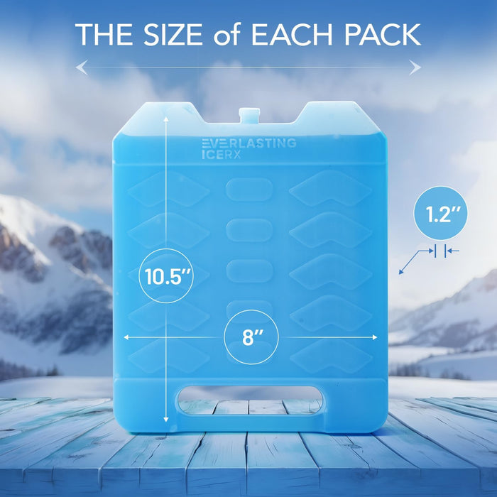 Everlasting Ice RX Jumbo XL Reusable Ice Packs for Cooler with Handle (4 Pack) Long Lasting Coolness, BPA Free, Freezer Packs for Extended Cooling | Cooler Ice Packs for Camping, Fishing, Hiking, Beach