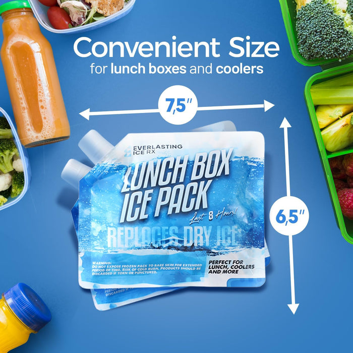 Everlasting Ice RX Reusable Ice Packs for Cooler (4 Pack) Up to 48 Hours Freezer Packs for Coolers and Lunch Boxes | 10 x 10 in | Cooler Ice Packs for Camping, Fishing, Beach, Road Trips