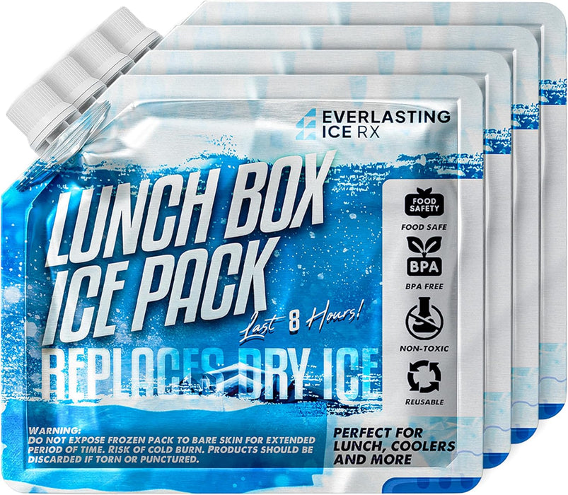 Everlasting Ice RX Reusable Ice Packs for Cooler (4 Pack) Up to 48 Hours Freezer Packs for Coolers and Lunch Boxes | 10 x 10 in | Cooler Ice Packs for Camping, Fishing, Beach, Road Trips