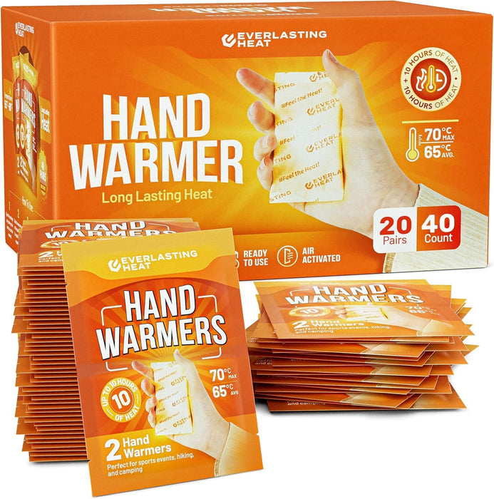 Hand Warmers - Up to 10 Hours of Long Lasting Warmth and Hot Hands - Easy Air Activation for Hands, Body and Feet - TSA Approved (40 Pack)