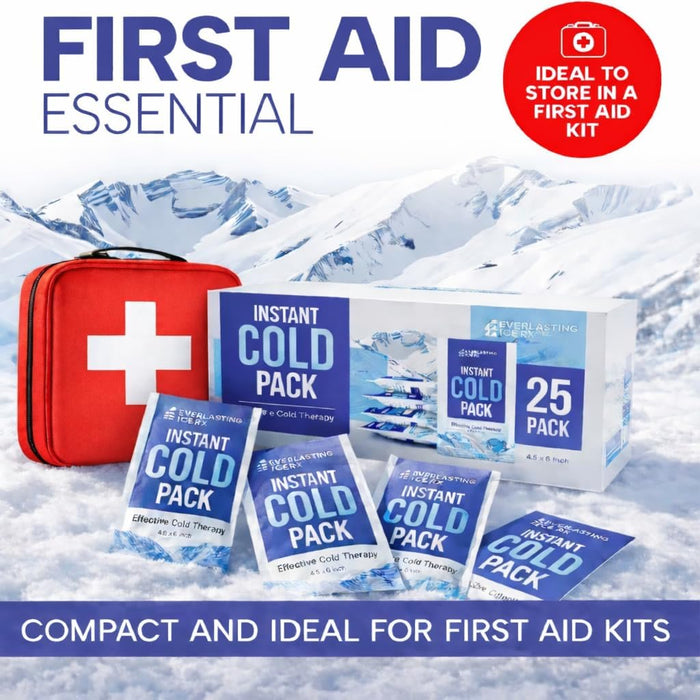 25 Pack Instant Ice Packs for Injuries, Disposable Instant Cold Pack