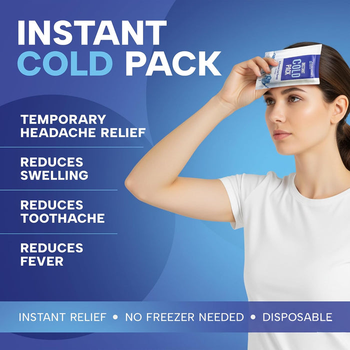 50 Pack Instant Ice Packs for Injuries, Disposable Instant Cold Pack