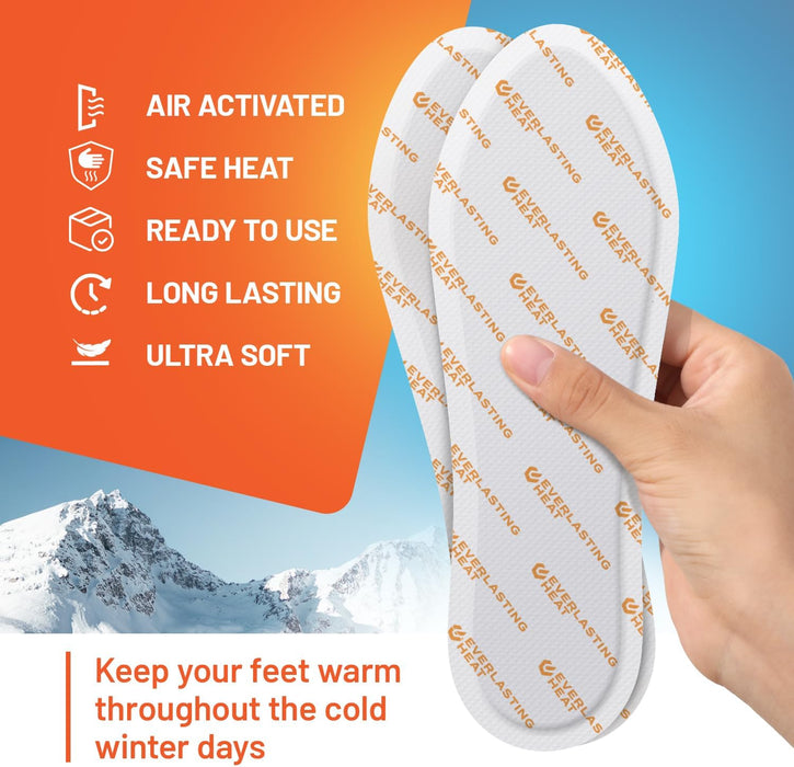Insole Foot Warmers 40 Pack, Disposable Adhesive Air Activated 10 Hour, TSA