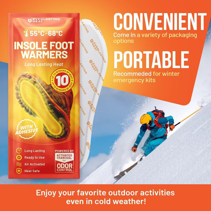 Insole Foot Warmers 40 Pack, Disposable Adhesive Air Activated 10 Hour, TSA (100 Pack)