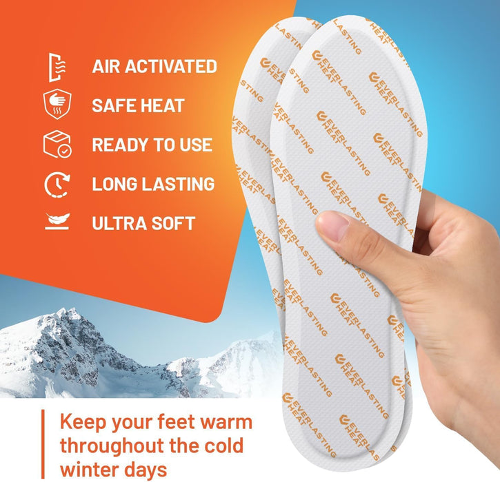 Insole Foot Warmers 40 Pack, Disposable Adhesive Air Activated 10 Hour, TSA (100 Pack)