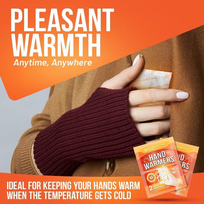 Hand Warmers 50 Pairs (100 Warmers) - Up to 10 Hours of Long Lasting Warmth and Hot Hands - Easy Air Activation for Hands, Body and Feet - TSA Approved