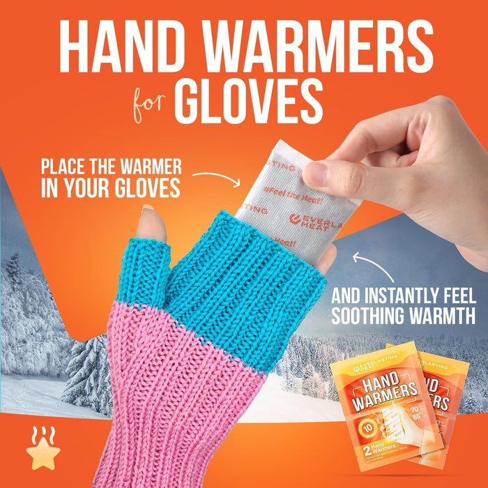 Hand Warmers 50 Pairs (100 Warmers) - Up to 10 Hours of Long Lasting Warmth and Hot Hands - Easy Air Activation for Hands, Body and Feet - TSA Approved